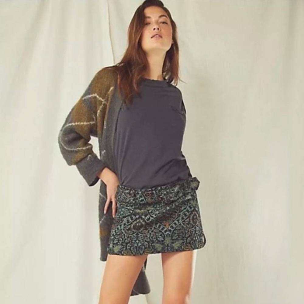 Free People on the go go jacquard mini skirt new sz 6
